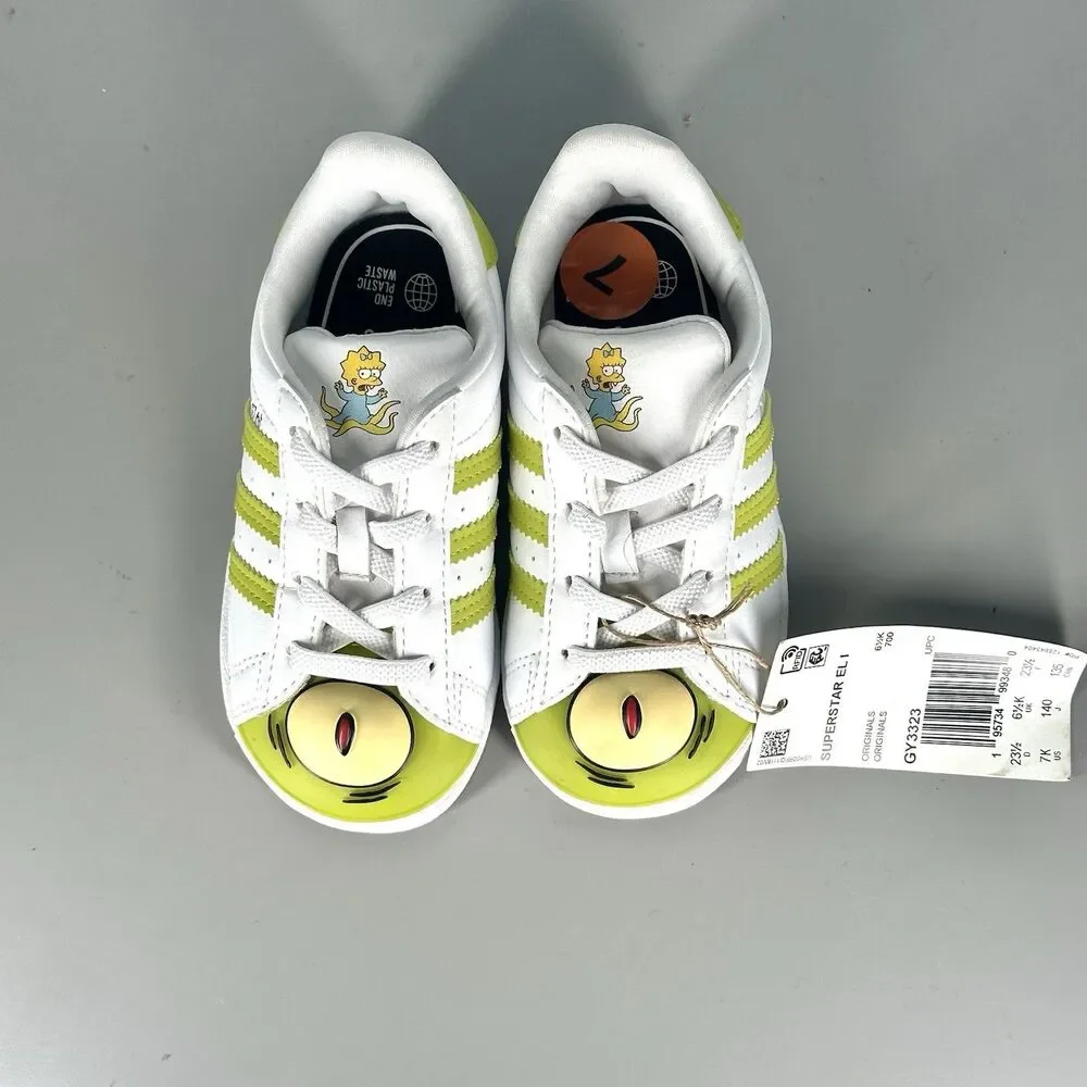 ADIDAS Shoes SIMPSONS X SUPERSTAR KANG AND KODOS  WHITE GY3322 Toddler SIZE 7K - Picture 4 of 11
